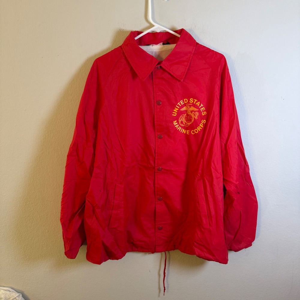 Vintage USMC United States Marine Corps Red Coaches Windbreaker Jacket Mens XL